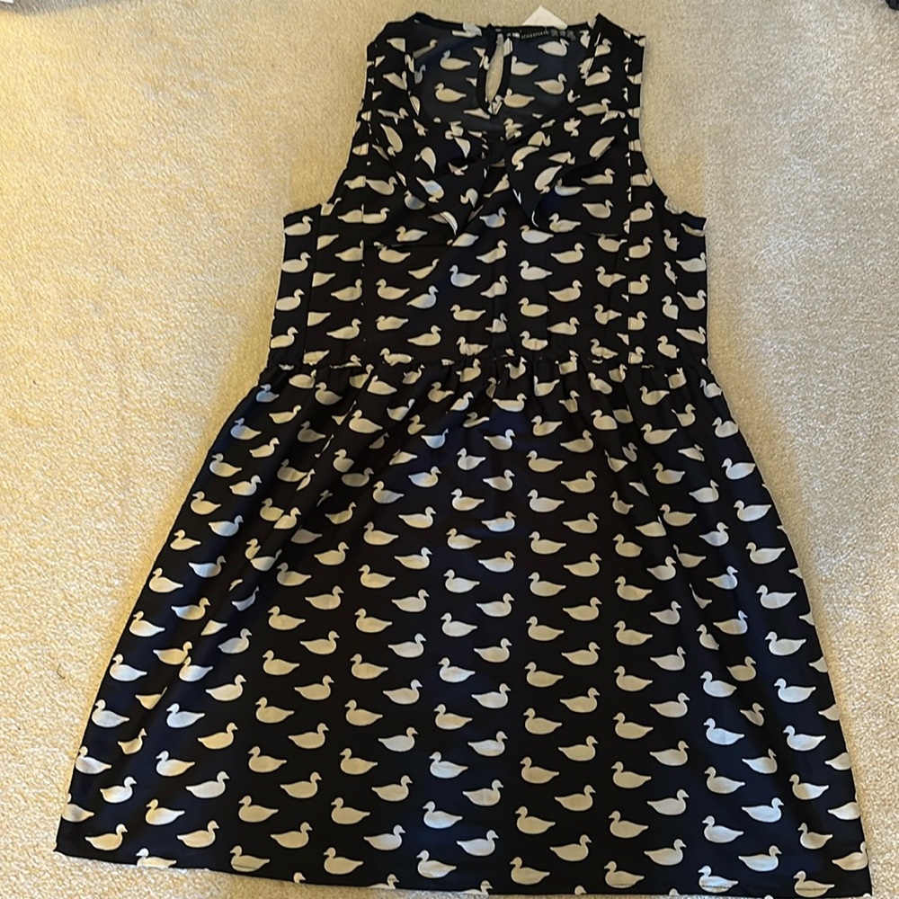 Girls size 12  duck dress blue and off white